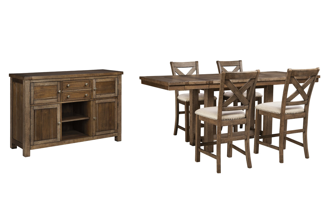 Moriville Signature Design 6-Piece Counter Height Dining Room Package